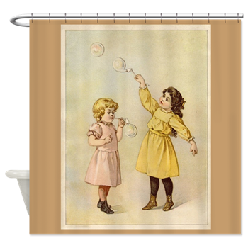 Vintage Children blowing bubbles - shower curtain